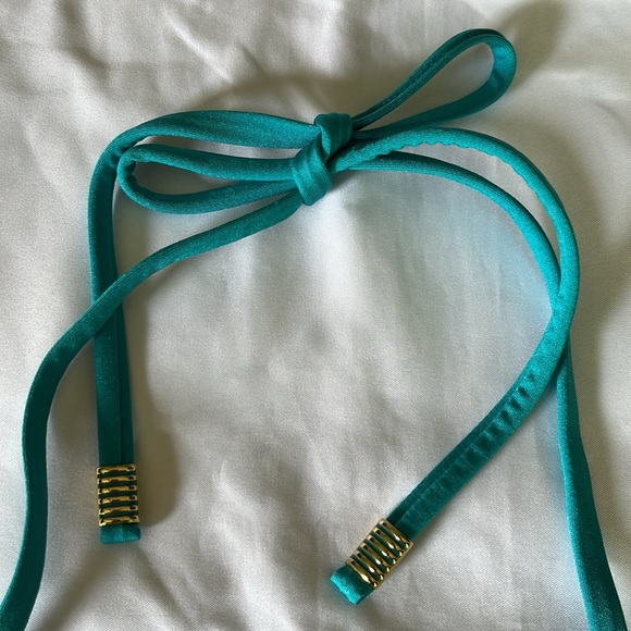 Trina Turk Monaco Ring Halter Swim Top in Ceramic Blue Turquoise NWT - Picture 5 of 12